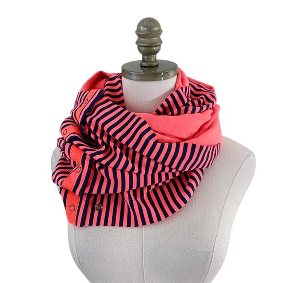 Lululemon Neon Orange/Navy Striped Vinyasa Scarf Snap Closure EUC - Picture 5 of 5